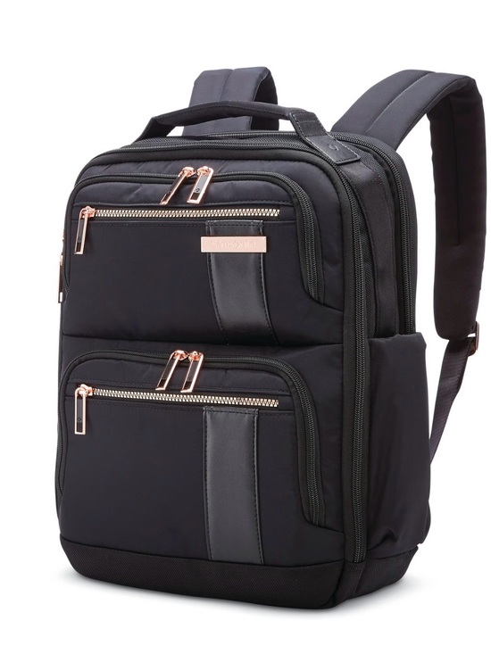 Samsonite Handbags - Samsonite Black Backpack with Rose Gold Hardware